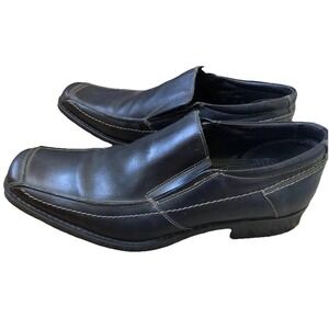 Men's Black Leather Shoes 9.5 Loafers Bottesini Square Toe Old Money Office